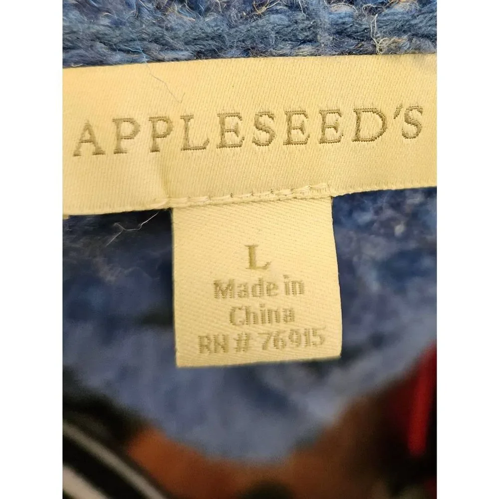 Appleseeds Blue Fuzzy Cardigan Womens Large - Picture 6 of 9